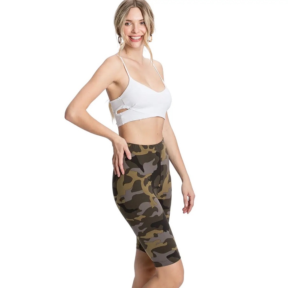 SALE! Dusty Camo Green High Waist Biker Shorts